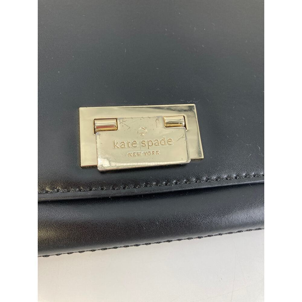KATE SPADE, BLACK SMOOTH LEATHER SLIM CROSSBODY BAG - Picture 3 of 12